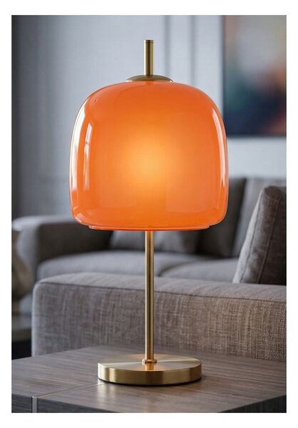Oranžová/ve zlaté barvě kovová stolní lampa se skleněným stínidlem (výška 53 cm) Oldy – Mauro Ferretti