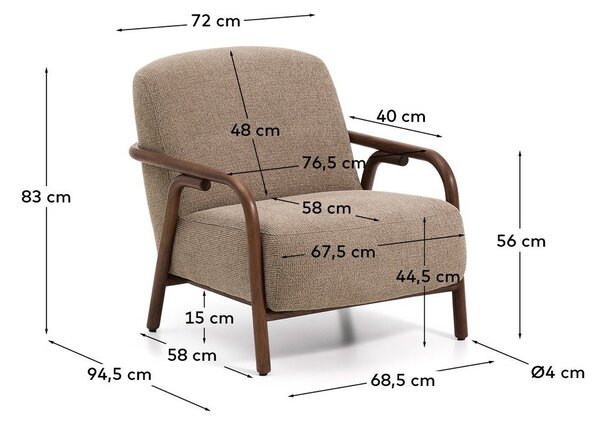 Taupe žinylkové křeslo Sylo – Kave Home