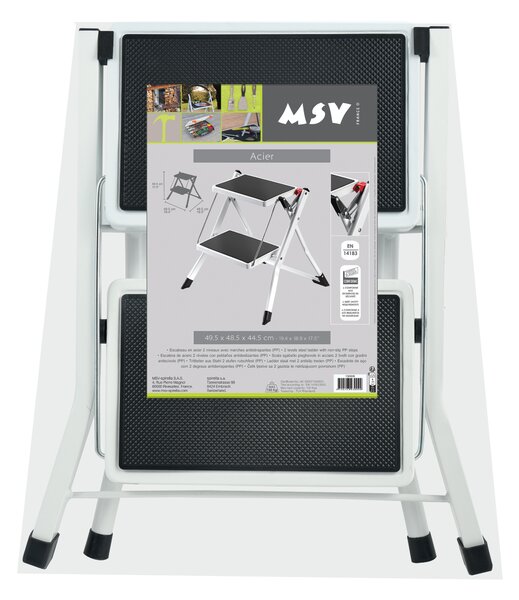 Lehké 2stupňové skládací a protiskluzové ocelové schůdky – Max 150 kg MSV