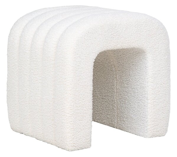 Bílý taburet z textilie bouclé Colma – House Nordic