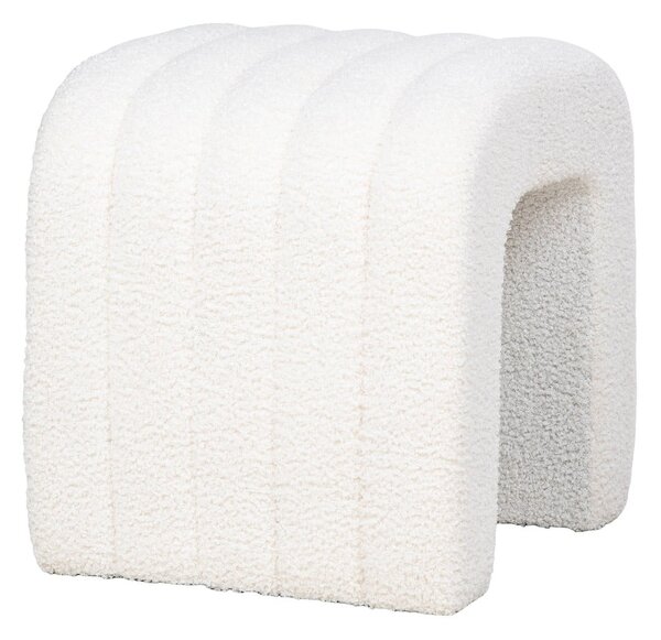 Bílý taburet z textilie bouclé Colma – House Nordic