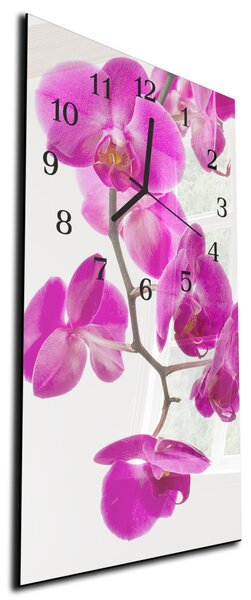 Nástěnné hodiny větev fialová orchidej 30x60cm - plexi