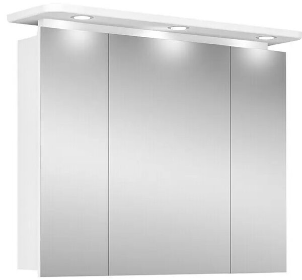 German Zrcadlová LED skříňka / s osvětlením / 92,3 x 75,2 cm / dřevotříska / bílá