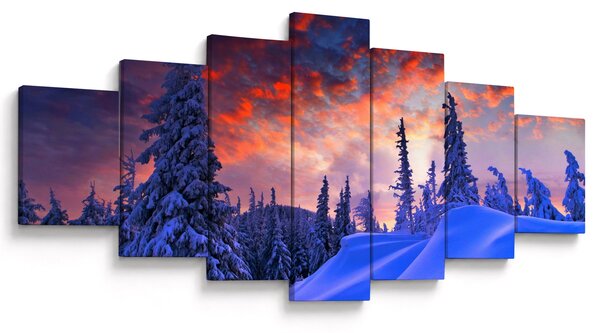 Obraz - Zimní soumrak (210x100 cm)