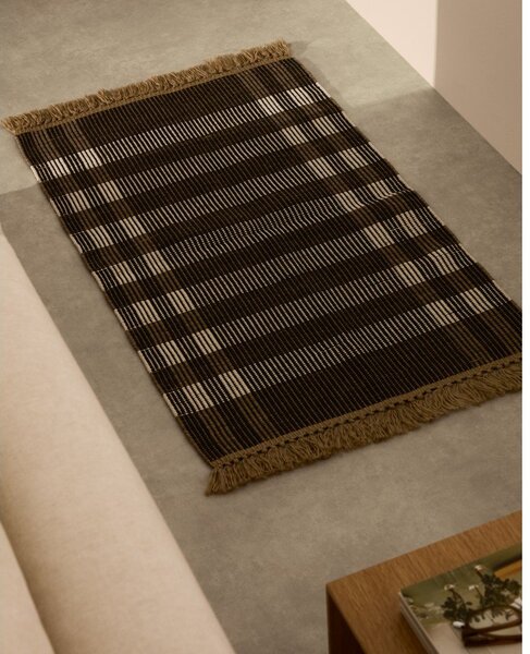 Černý oboustranný/ručně tkaný koberec 60x90 cm Barani – Kave Home