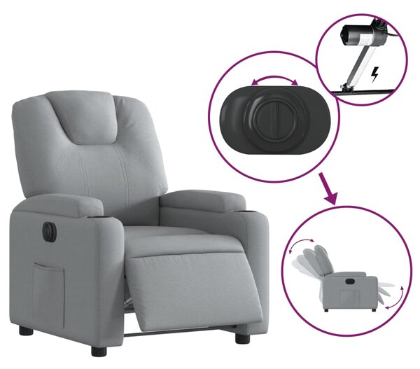 Elektrické polohovací křeslo světle šedé textil 3204344