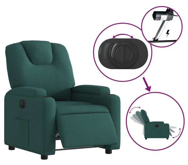 Elektrické polohovací křeslo tmavě zelené textil 3204350