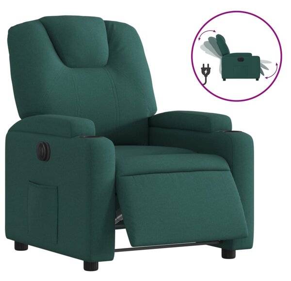 Elektrické polohovací křeslo tmavě zelené textil 3204350