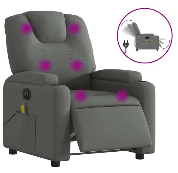 Elektrické masážní polohovací křeslo tmavě šedé textil 3204357