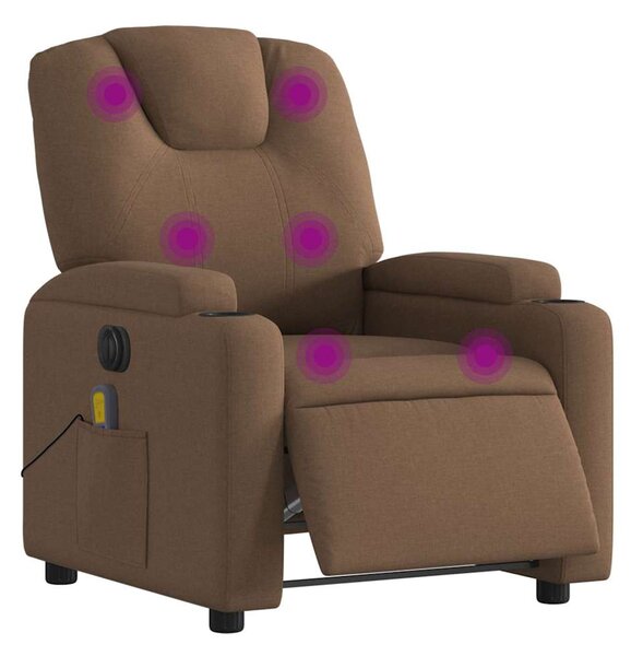 Elektrické masážní polohovací křeslo hnědé textil 3204360