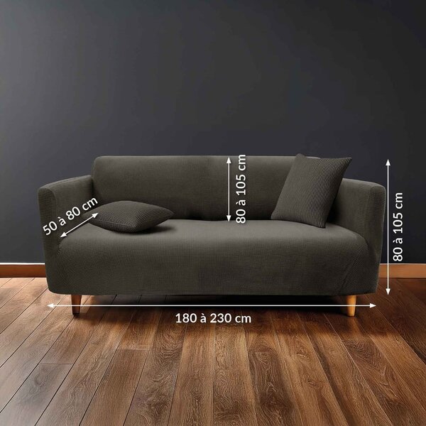 Antracitový 3místný napínací potah na pohovku Sacha – douceur d'intérieur