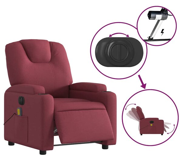 Elektrické masážní polohovací křeslo vínové textil 3204359
