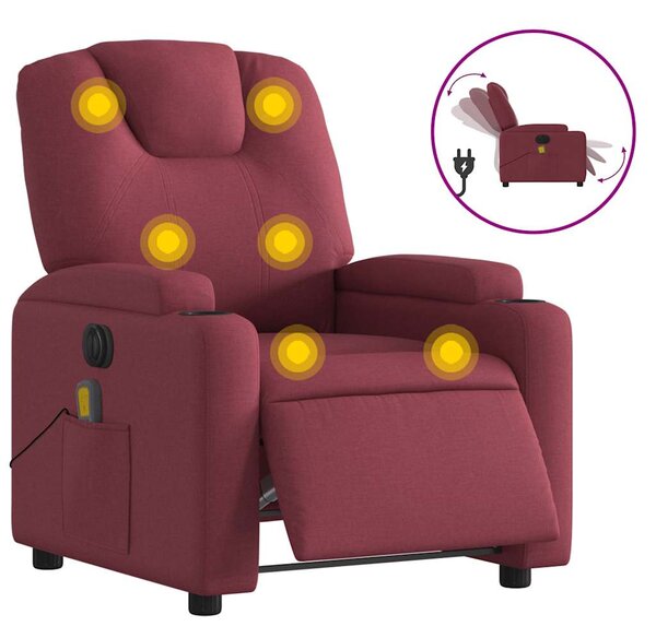 Elektrické masážní polohovací křeslo vínové textil 3204359
