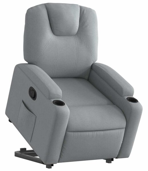 Zvedací polohovací křeslo světle šedé textil 3204368