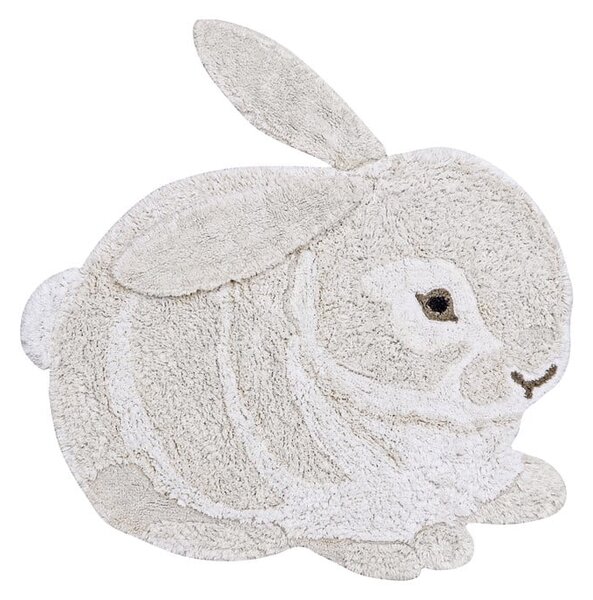 Světle šedý pratelný ručně tkaný bavlněný dětský koberec 130x135 cm Bunny – Lorena Canals