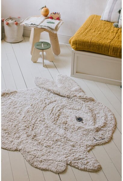 Světle šedý pratelný ručně tkaný bavlněný dětský koberec 130x135 cm Bunny – Lorena Canals