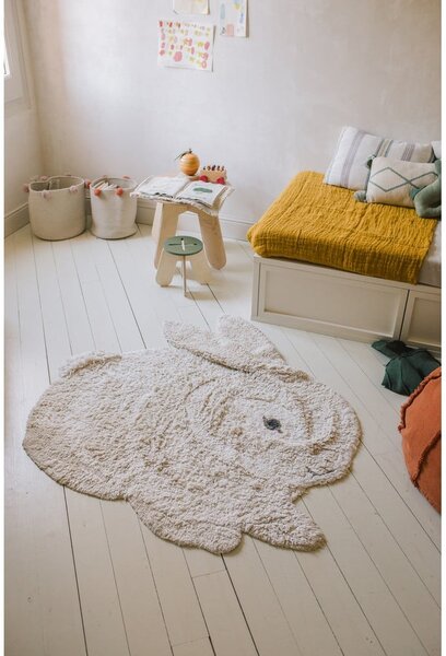 Světle šedý pratelný ručně tkaný bavlněný dětský koberec 130x135 cm Bunny – Lorena Canals