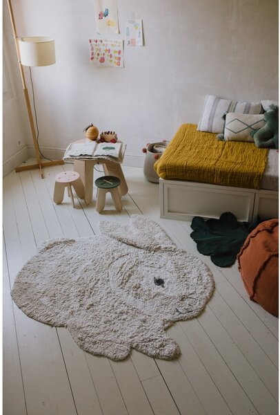 Světle šedý pratelný ručně tkaný bavlněný dětský koberec 130x135 cm Bunny – Lorena Canals