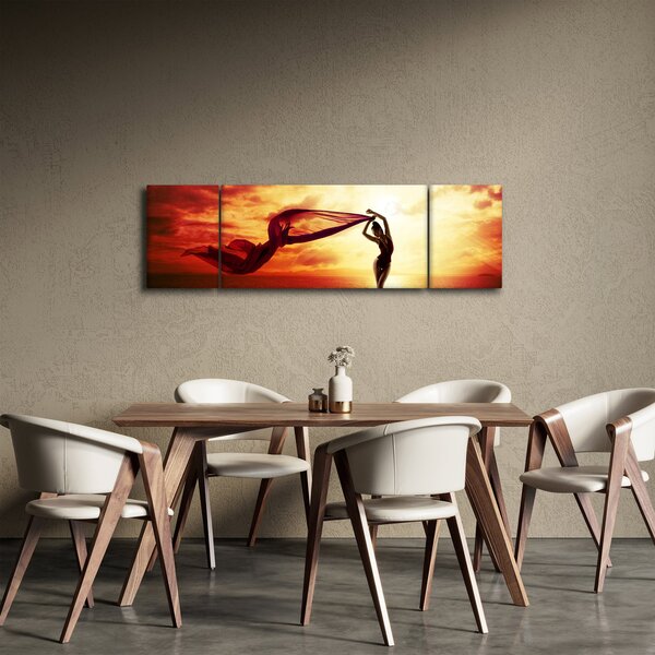 Obraz - Silueta ženy v západu slunce (170x50 cm)