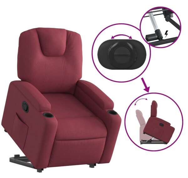 Zvedací polohovací křeslo vínové textil 3204371