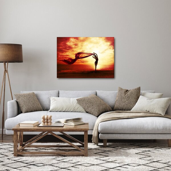 Obraz - Silueta ženy v západu slunce (70x50 cm)