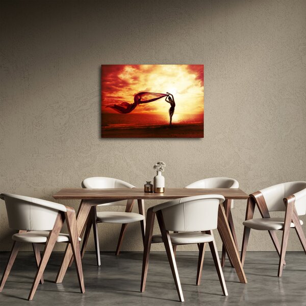 Obraz - Silueta ženy v západu slunce (70x50 cm)