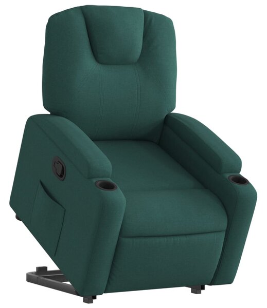 Zvedací polohovací křeslo tmavě zelené textil 3204374