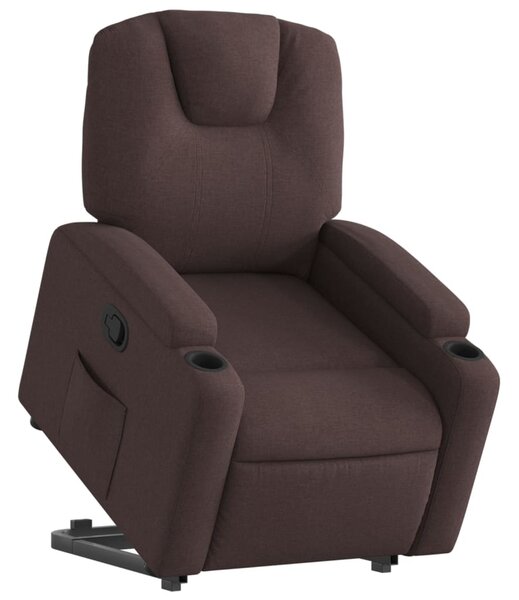Zvedací polohovací křeslo tmavě hnědé textil 3204373