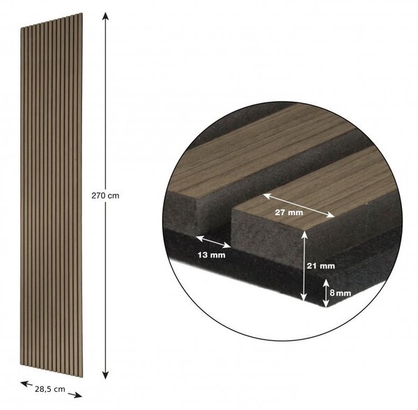Horve Akustický panel 2700 x 285 mm - tmavý ořech DOPRODEJ