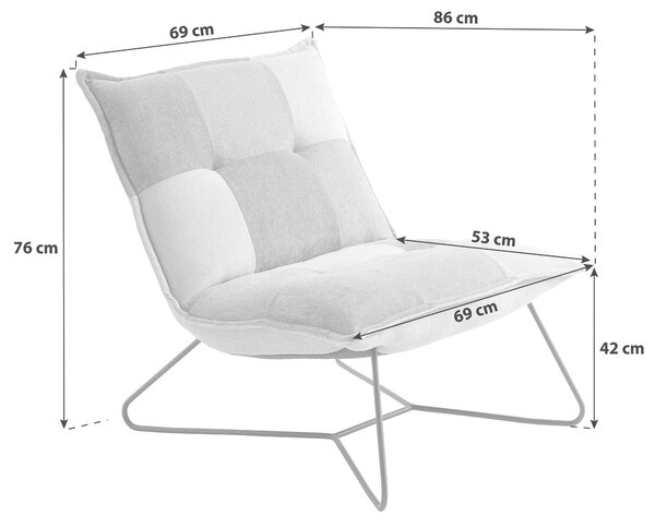 KŘESLO, kov, textil, modrá, jílová barva, tmavě šedá MID.YOU - Křesla klasická, Online Only
