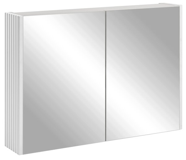 Rodan Zrcadlová Skříňka 80 cm - Šedá - Bílé Boční Panely - Závěsná - Bezúchytková - 2dveřová - ELEGANCE