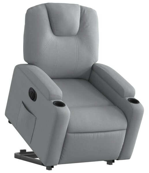 Elektrické zvedací polohovací křeslo světle šedé textil 3204392