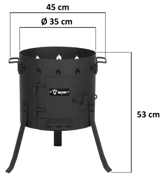 Venkovní kotlík ohniště - Ø 35 cm - Ocel - Mobilní, na třech nohách - Pro zahradu a kemp