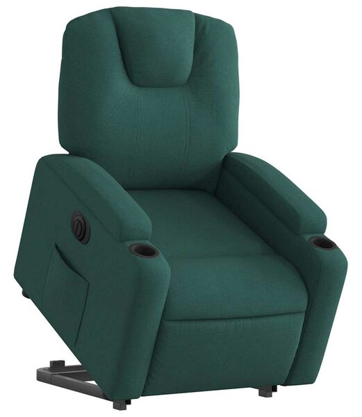 Elektrické zvedací polohovací křeslo tmavě zelené textil 3204398