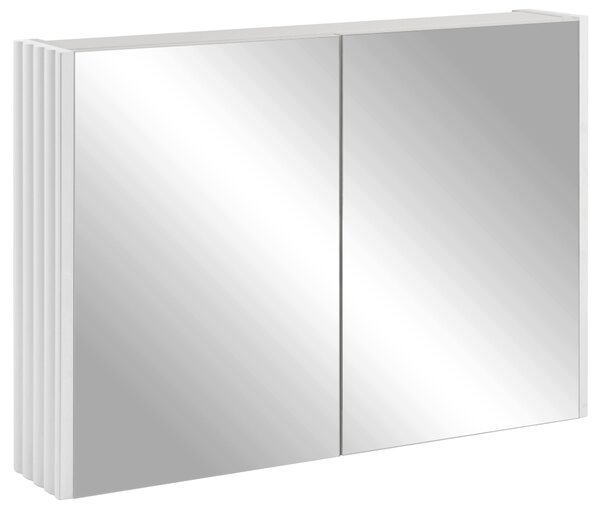 Rodan Zrcadlová Skříňka 80 cm - Šedá - Bílé Boční Panely - Závěsná - Bezúchytková - 2dveřová - BELLO