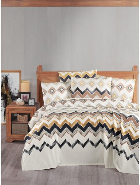 Béžovo-krémový bavlněný přehoz 200x230 cm Pique – Mila Home