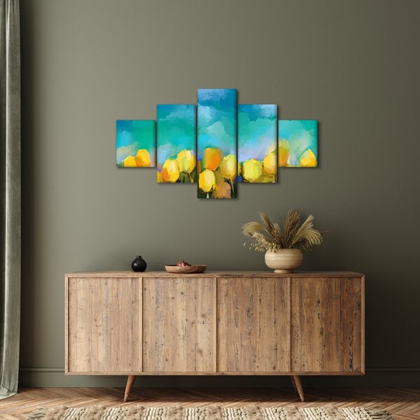 Obraz žlutých tulipánů (125x70 cm)