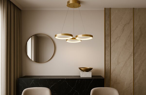 Zlaté kovové závěsné LED světlo Nova Luce Magnus 55 cm