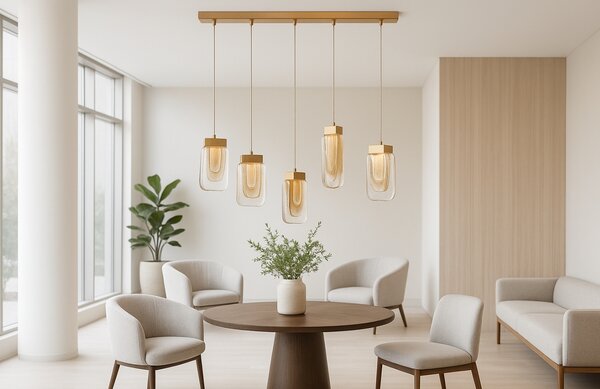 -25 % Dny MOMENTI– Zlaté skleněné závěsné LED světlo Grani 98 cm