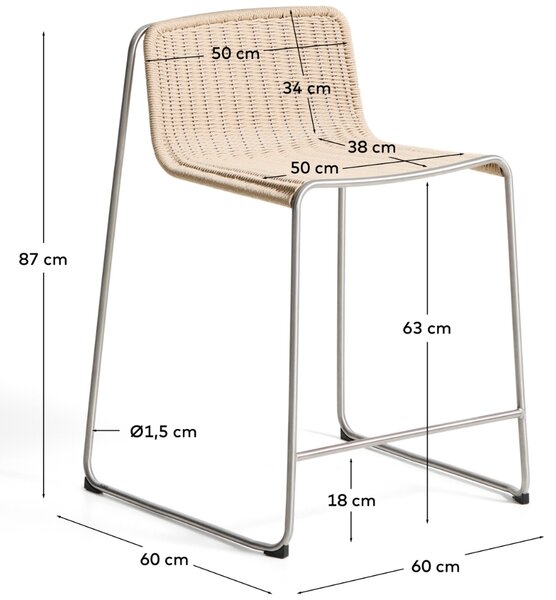 Kave Home Béžová zahradní barová židle Tavari 65 cm