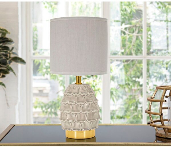 Béžová keramická stolní lampa s textilním stínidlem (výška 30,5 cm) Pigny – Mauro Ferretti