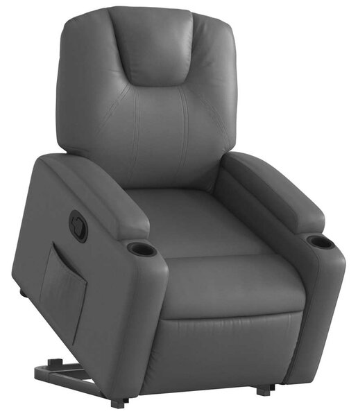 Zvedací polohovací křeslo šedé umělá kůže 3204433