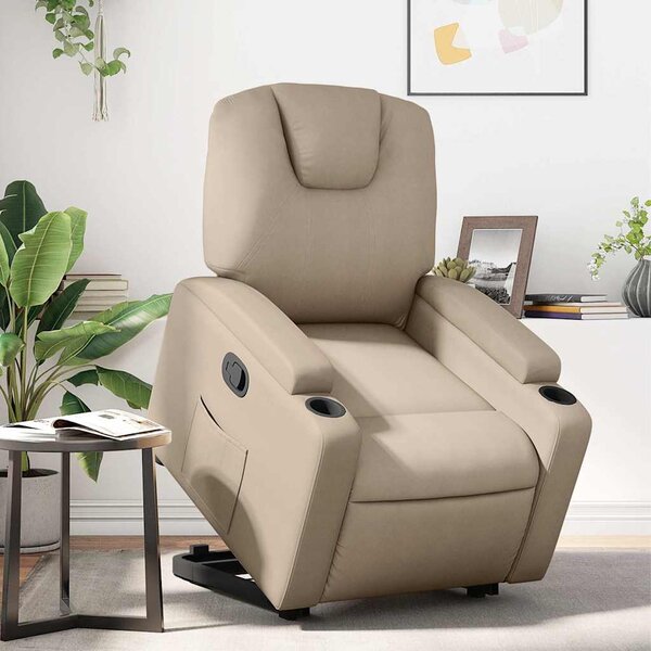 Zvedací polohovací křeslo cappuccino umělá kůže 3204436