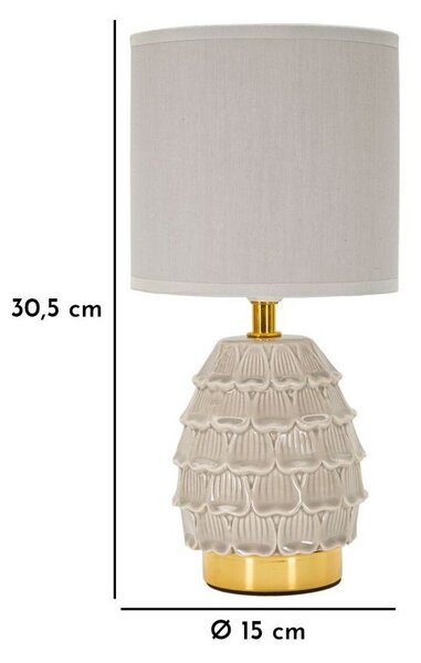 Béžová keramická stolní lampa s textilním stínidlem (výška 30,5 cm) Pigny – Mauro Ferretti