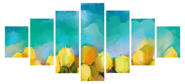 Obraz žlutých tulipánů (210x100 cm)