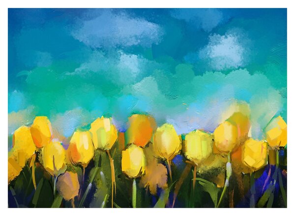 Obraz žlutých tulipánů (70x50 cm)