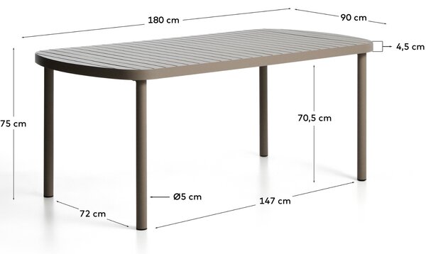 Kave Home Béžový kovový zahradní jídelní stůl Joncols 180 x 90 cm