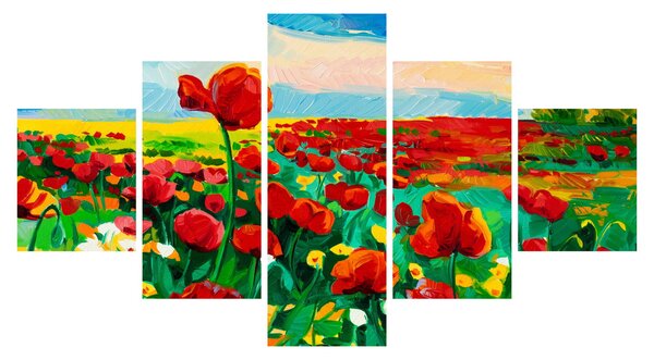 Obraz pole s vlčími máky (125x70 cm)