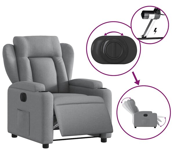 Elektrické polohovací křeslo světle šedé textil 3204458