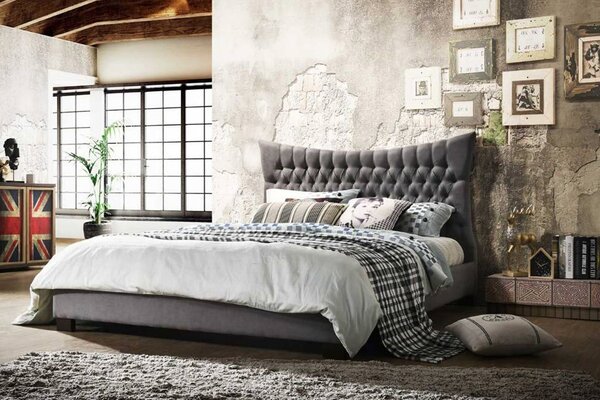 SASKIA manželská postel 180 x 200, šedá